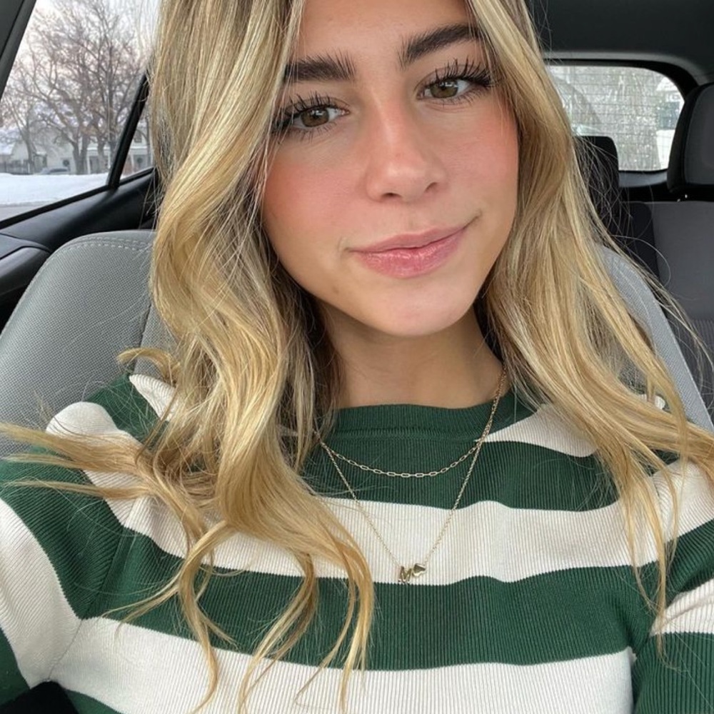 ZARA Cropped Green & Off White Striped Long Sleeve Sweater Small